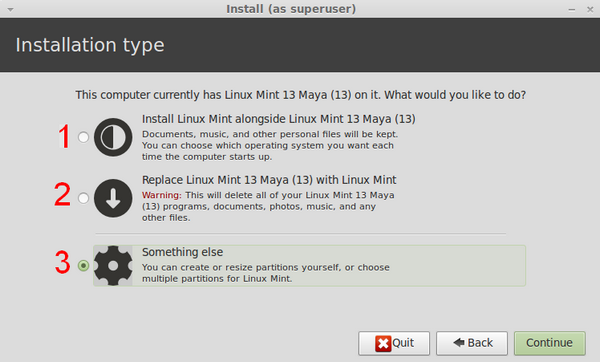 linuxmint install type